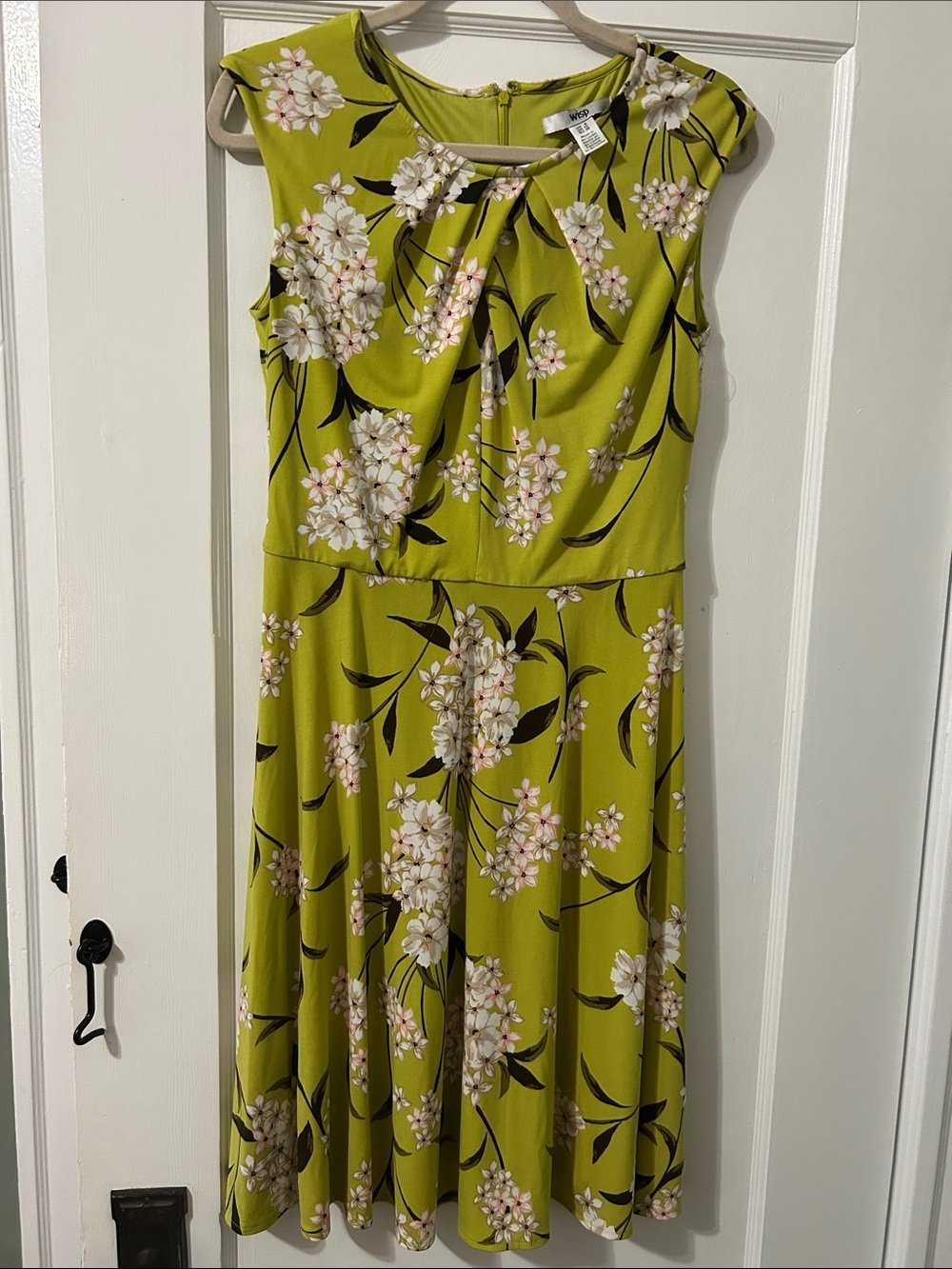 Sleeveless Floral Fit-and-Flare Dress in Olive Green by Apt. 9